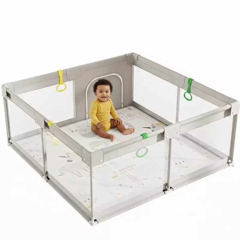 Fodoss Baby Playpen with Mat 59 x59 In Playpen for Babies and Toddlers, Indoor & Outdoor Activity Center, Safety Baby Fence