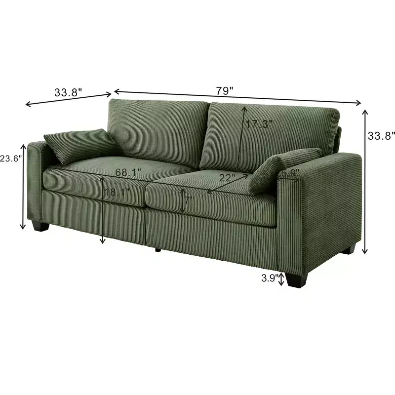 Modern Fabric Upholstered Loveseat with Removable Covers