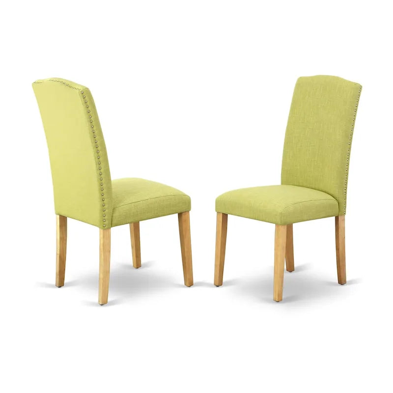 East West Furniture Dining Room Furniture Set- a Rectangle Dining Table and Limelight Linen Fabric Chairs, Oak (Pieces Option)