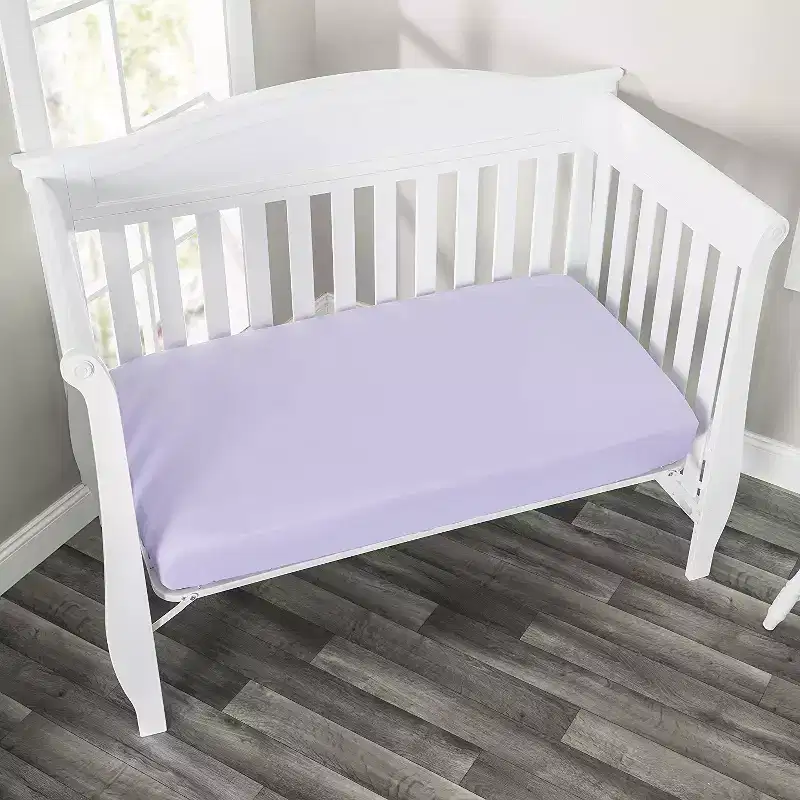 Everyday Kids 2-Pack Crib Sheets, Soft Microfiber, White & Lavender, Fits 28x52in Standard Mattress, Breathable & Machine Washable Baby Nursery Sheets