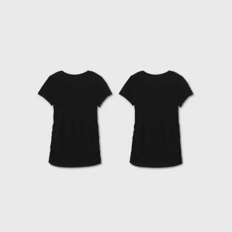 Short Sleeve V-Neck Side Shirred 2pk Bundle Maternity T-Shirt - Isabel Maternity by Ingrid & Isabel