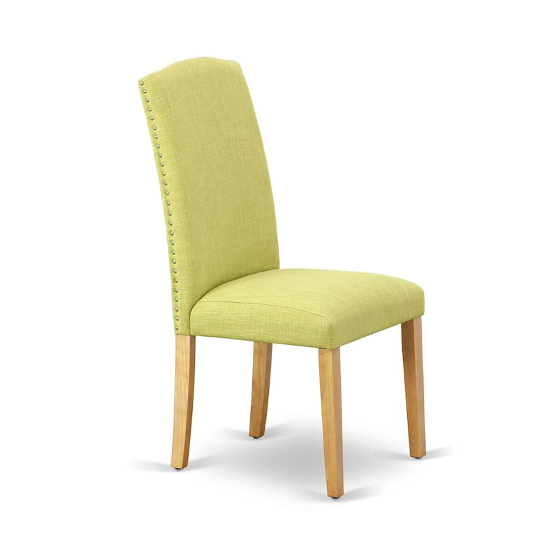East West Furniture Dining Room Furniture Set- a Rectangle Dining Table and Limelight Linen Fabric Chairs, Oak (Pieces Option)