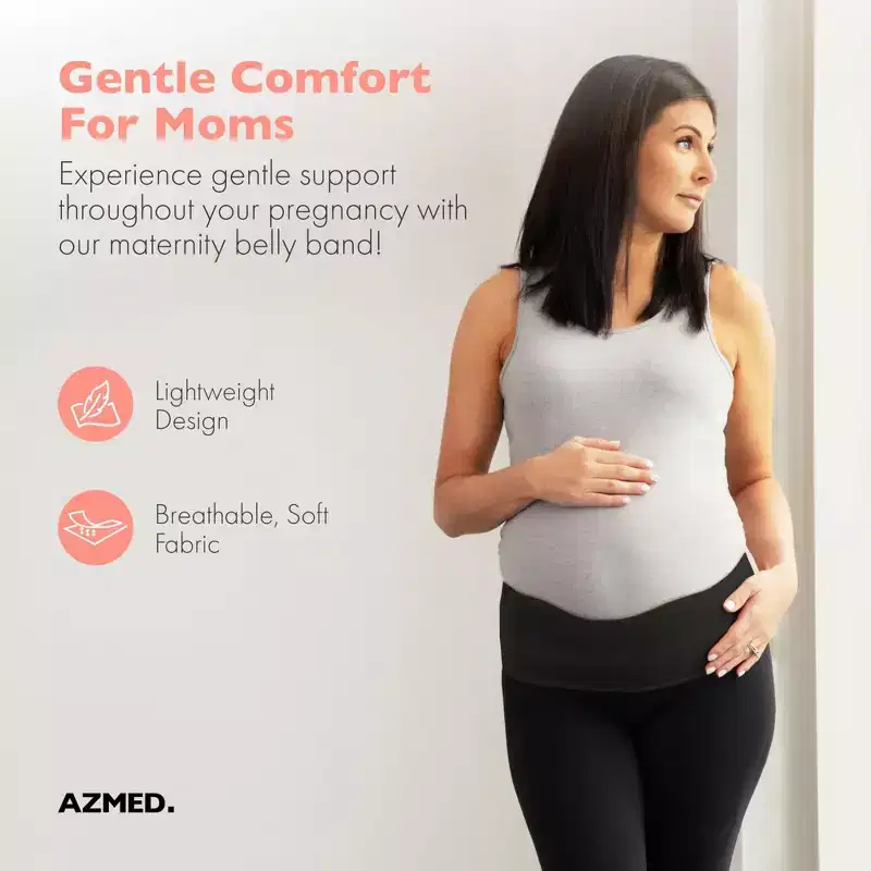 AZMED Maternity Belt Back Support - Adjustable Abdominal Binder for Pregnancy - Fits Up to 46 Inches - Black