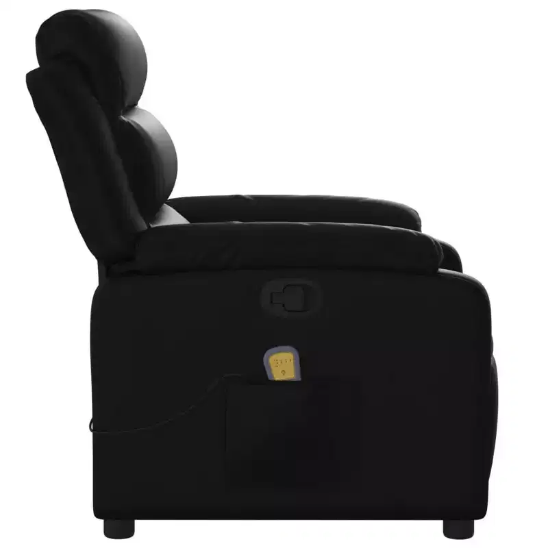 Massage Recliner Chair Adjustable Reclining Armchair Black Faux Leather Manual Push Back
