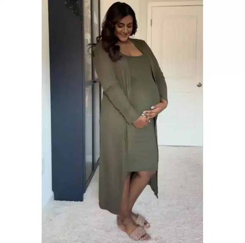 PinkBlush Olive Ribbed Cardigan 2 Piece Maternity Set