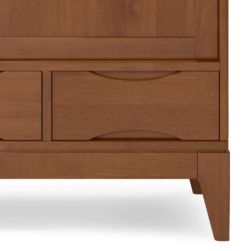 48-Inch Wide Mid-Century Modern Storage Cabinet with Sliding Doors and Drawers
