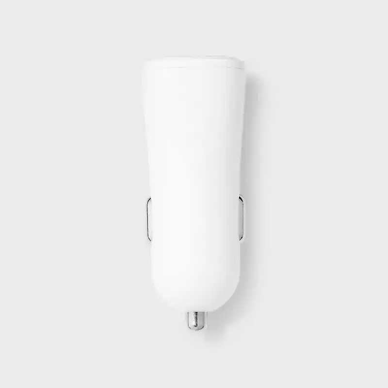 2-Port 25W Car Charger - dealworthy™ White: USB & USB-C Car Adapter