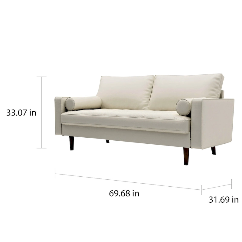 US Pride Lopez Faux Leather Mid-century Modern Sofa