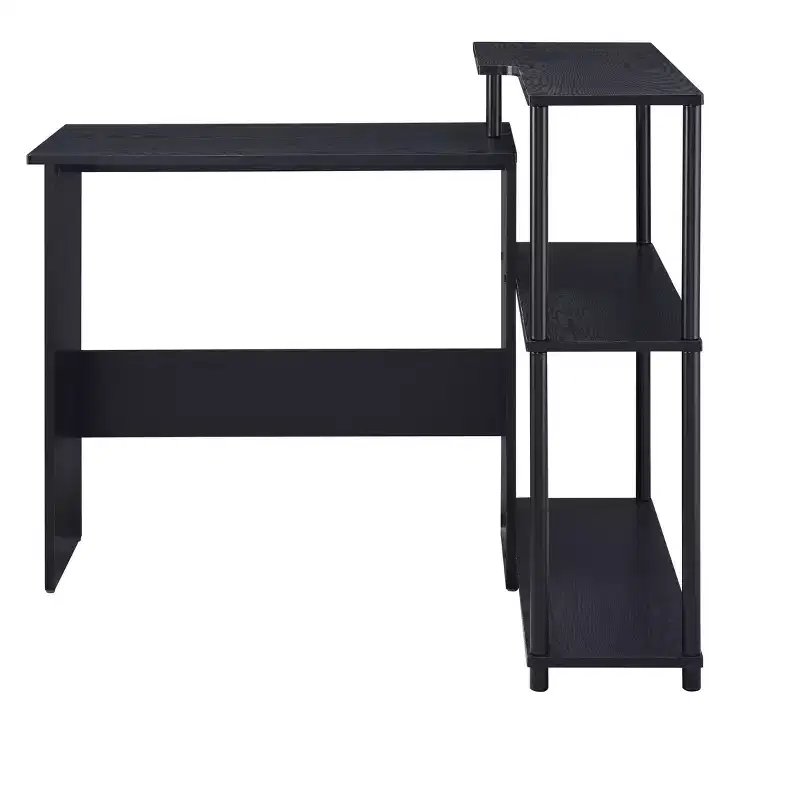 TUYOHW L-Shaped Writing Desk,Study Desk with Side Open Shelf,Metal Frame,3-Tier Storage Small Office Desk for Home Study Workspace,Bedroom