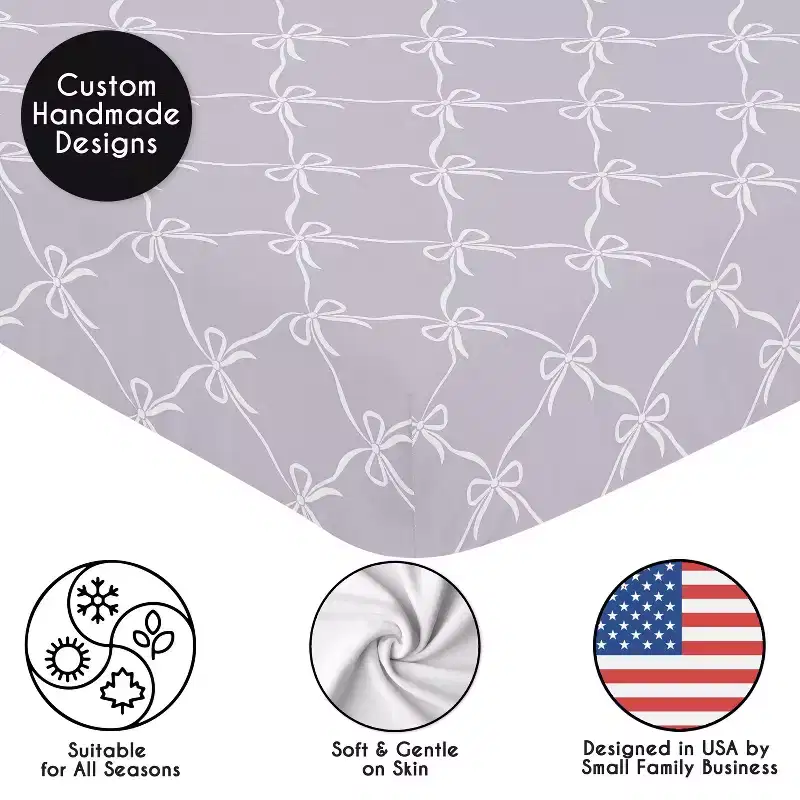 Sweet Jojo Designs Girls Baby Fitted Crib Sheet Ballerina and Ballet Bows Purple and White