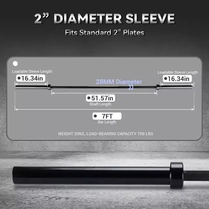 COZONY Barbell Bar, Heavy Duty Weight Bar for Standard Plates & Home Gym Training