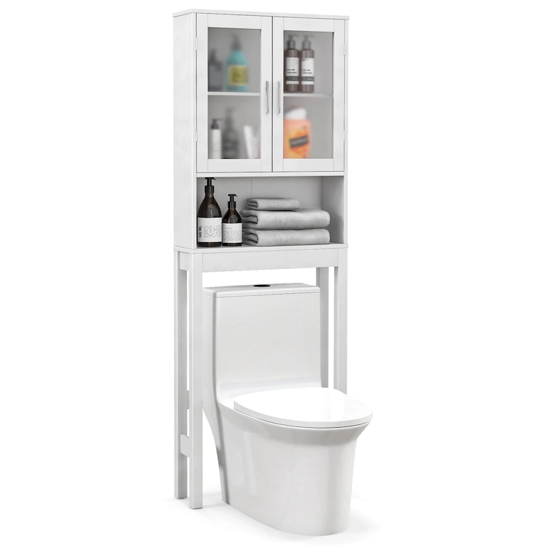 Costway Wooden Over The Toilet Storage Cabinet Spacesaver Organizer