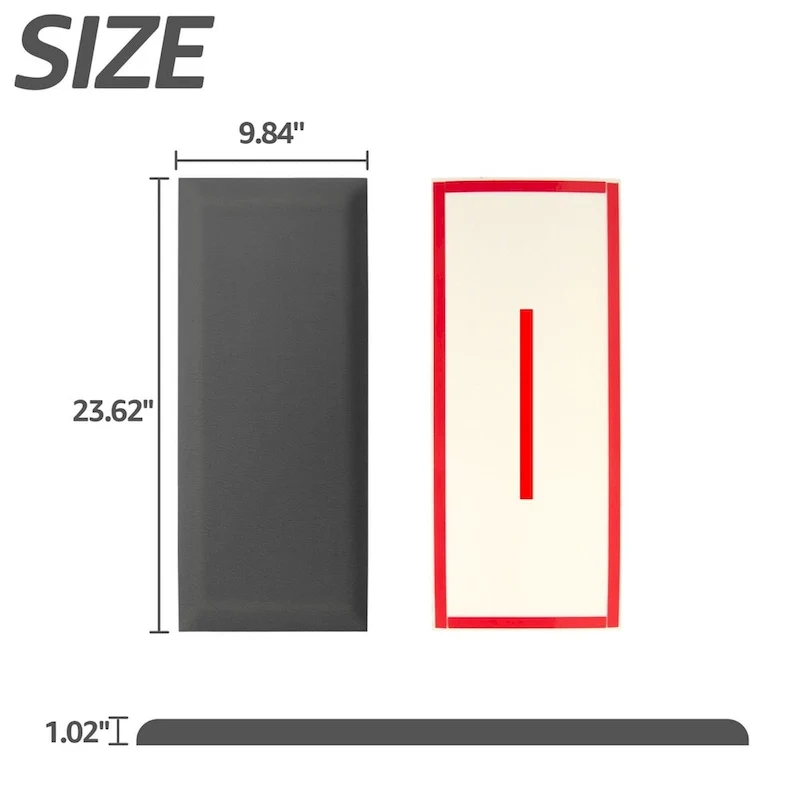Art3d 9.84 x 23.62 Peel and Stick Headboard,Pack of 12, 3D Soundproof Wall Panels, Upholstered Wall Panel