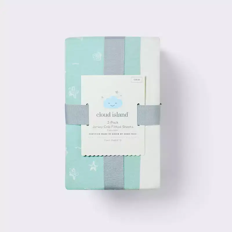 2pk Fitted Cotton Blend Jersey Crib Sheets - Sea Life - Cloud Island™
