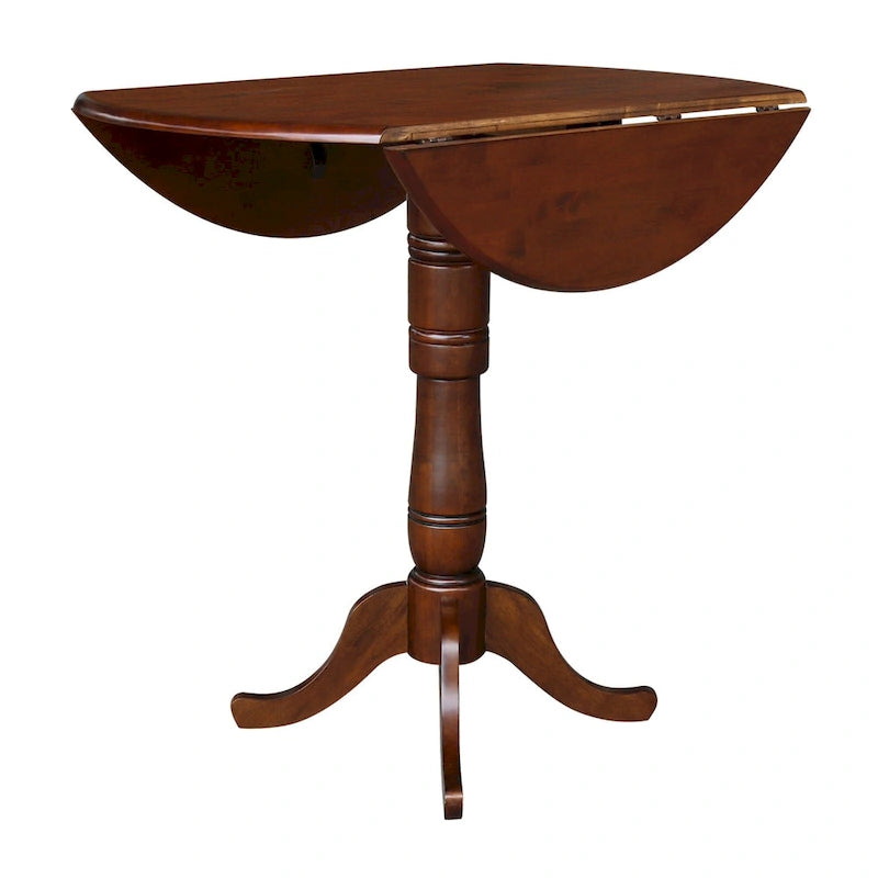 42 Round Top Bar Height Table and Two Stools - Espresso