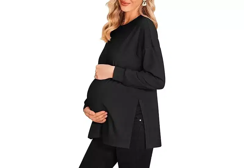 Ekouaer Womens 3 Packs Maternity Shirts Long Sleeve Side Ruched Pregnancy Tee Workout Top Tunic Blouse Mama Clothes