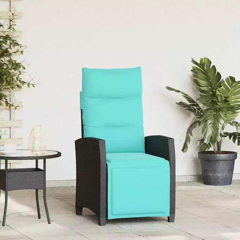 vidaXL Reclining Garden Chair in Poly Rattan with Side Table